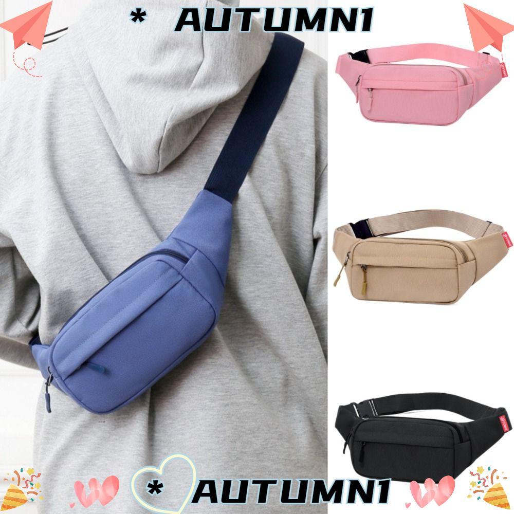 AUTUMN กระเป๋าคาดหน้าอก, กระเป๋าใส่โทรศัพท์กีฬาความจุขนาดใหญ่แบบปรับได้, กระเป๋าสะพายข้างสีทึบกันน้ําแบบพกพากีฬา