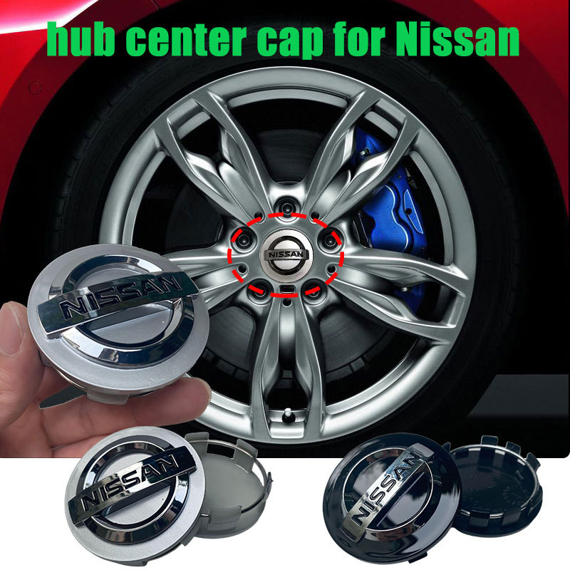 4PCS ฝาครอบดุมล้อ Nissan ขนาด 54mm 60mm ABS สีดำ/เงิน สำหรับ Altima Maxima Navara Titan Xterra Versa