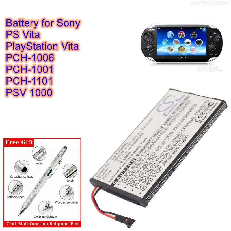 แบตเตอรี่คอนโซลเกม 3.7V/2200mAh 4-297-658-01,PA-VT65,SP65M สําหรับ Sony PCH-1001,PCH-1006,PCH-1101,P