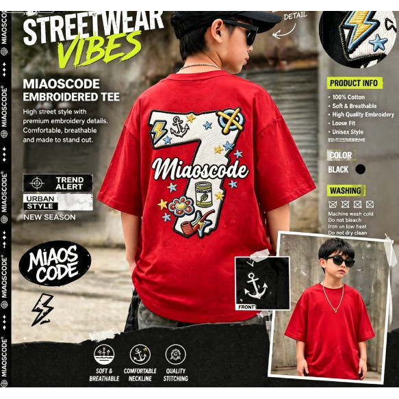 ผ้าฝ้าย 100%/เสื้อยืด/Street Style ins Casual Style Children/Size 90-150