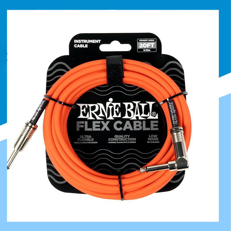 Ernie Ball Instrument Cables - High-Quality 20ft & 10ft Flex Cables in Vibrant Colors for Clear Soun