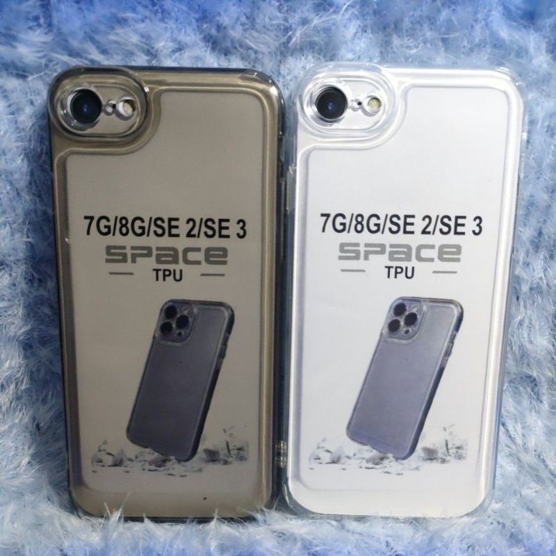 Original Space Transparent Case iPhone 7G/8G/SE 2/SE 3 Silicone+Protec Camera สีดําใส