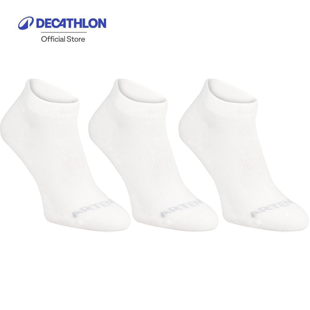 Decathlon Mid-High Sports Socks Tri-Pack Rs 160 ถุงเท้าหุ้มข้อสำหรับใส่เล่นเทนนิส รุ่น Rs 160 แพ็ค 3 คู่ - White