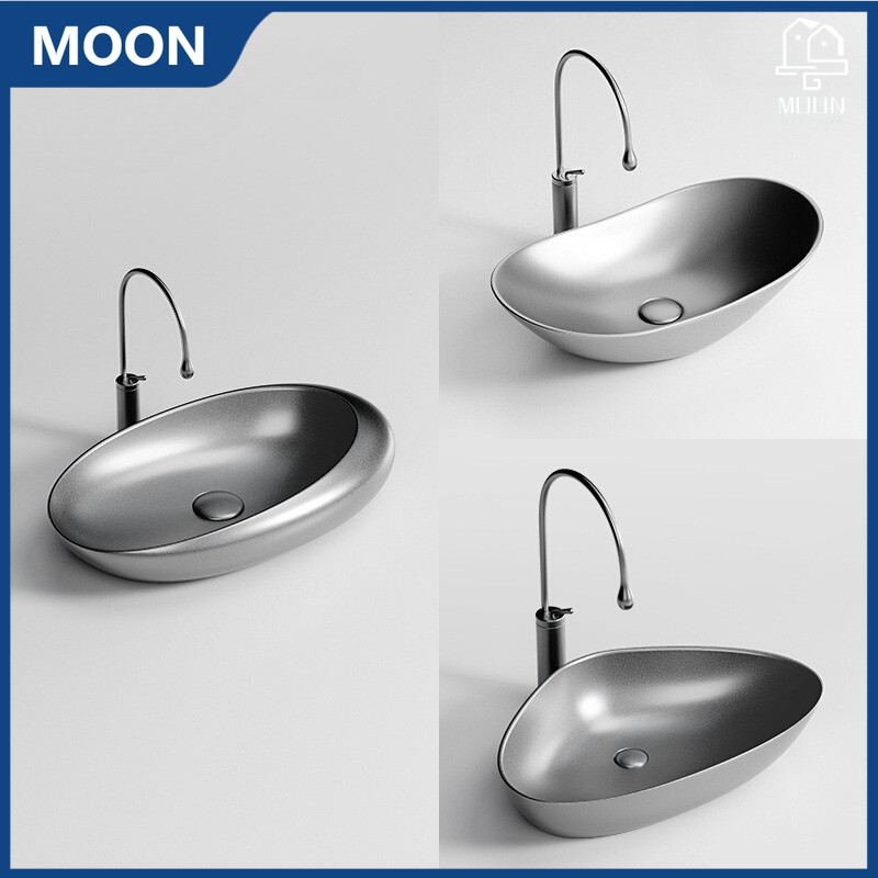 อ่างล้างหน้าชนิดวางบนเคาน์เตอร์ อ่างล้างหน้า วัสดุเซรามิค 55x40ซม. ceramic wash basin