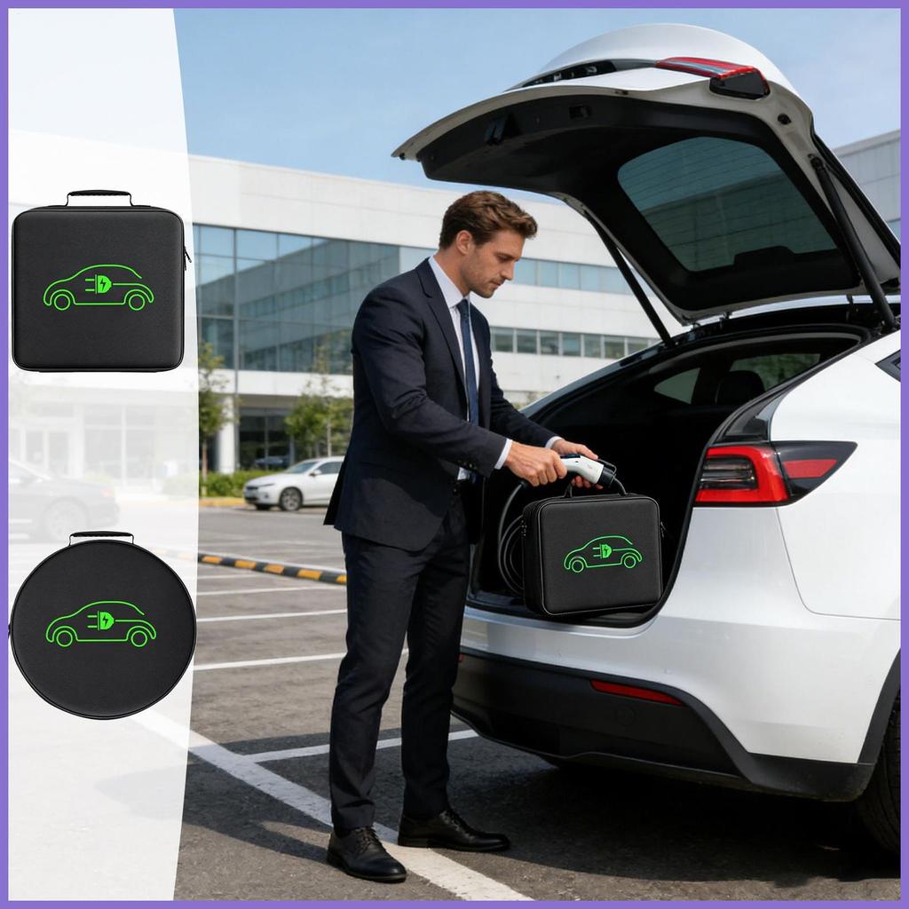 Car Charger Organizer กระเป๋ากันน้ํา Oxford ผ้ากล่องไฟฟ้า Car Charger Case EV สําหรับขับรถทุกวัน yun