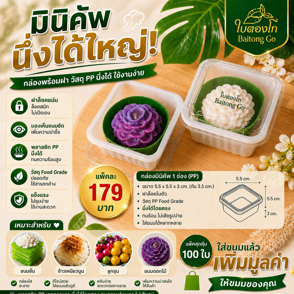 ถ้วยนึ่งใหญ่ นึ่งได้ คัพไซด์ 100ใบ