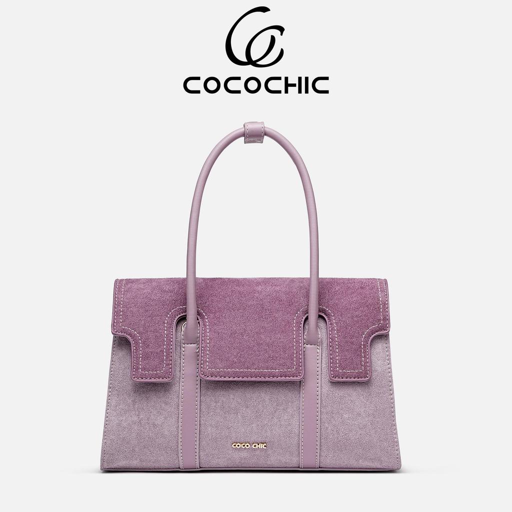 【COCOCHIC】กระเป๋าถือสไตล์คลาสสิก แบบฝาปิดผสมผสานวัสดุ สะดวกใช้งานทุกวัน