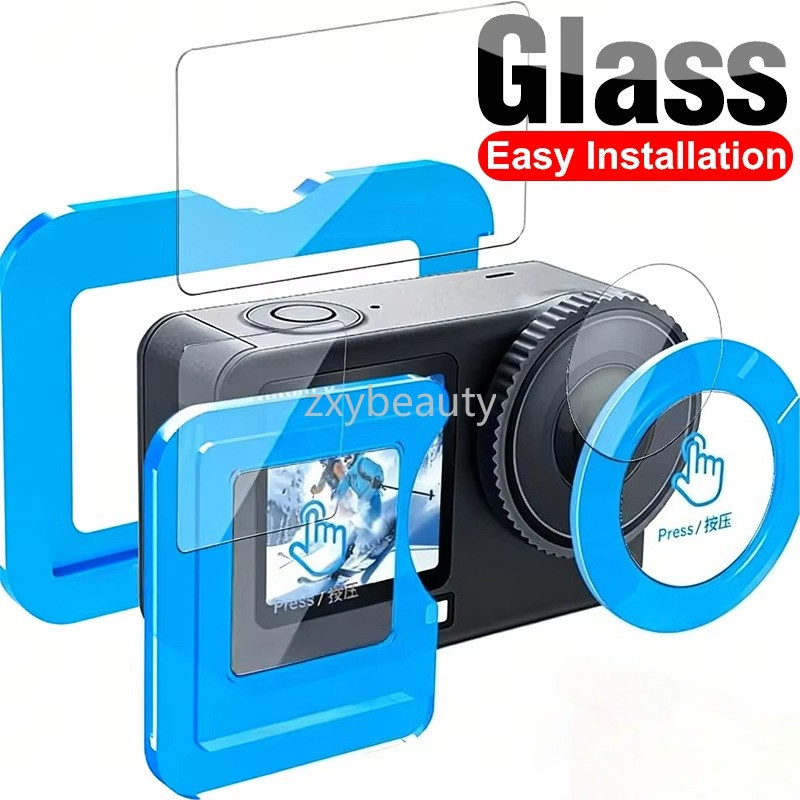 CDBC กระจกนิรภัยป้องกันหน้าจอและเลนส์สําหรับ DJI Osmo Action 4 / Action 5 Pro / Action 6, 9H ความแข็ง HD Clear Anti-Scratch Film, ติดตั้งง่ายครอบคลุมเต็มรูปแบบกล้อง Protector