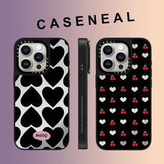CASENEAL Creative Love Cherry mirror Faceเคสโทรศัพท์สําหรับiPhone 17 Pro Max 16 ProMax 15Pro 14 Plus 13 12 โทรศัพท์กันกระแทกขอบนุ่มฮาร์ดป้องกันกรณี