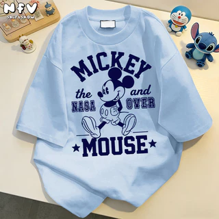 【จัดส่งตลอด 24 ชั่วโมง】NFV สไตล์เกาหลี เสื้อยืด Oversized ระบายอากาศ Mickey Mouse สะดวกสบาย ผ้าฝ้าย100% YG2796