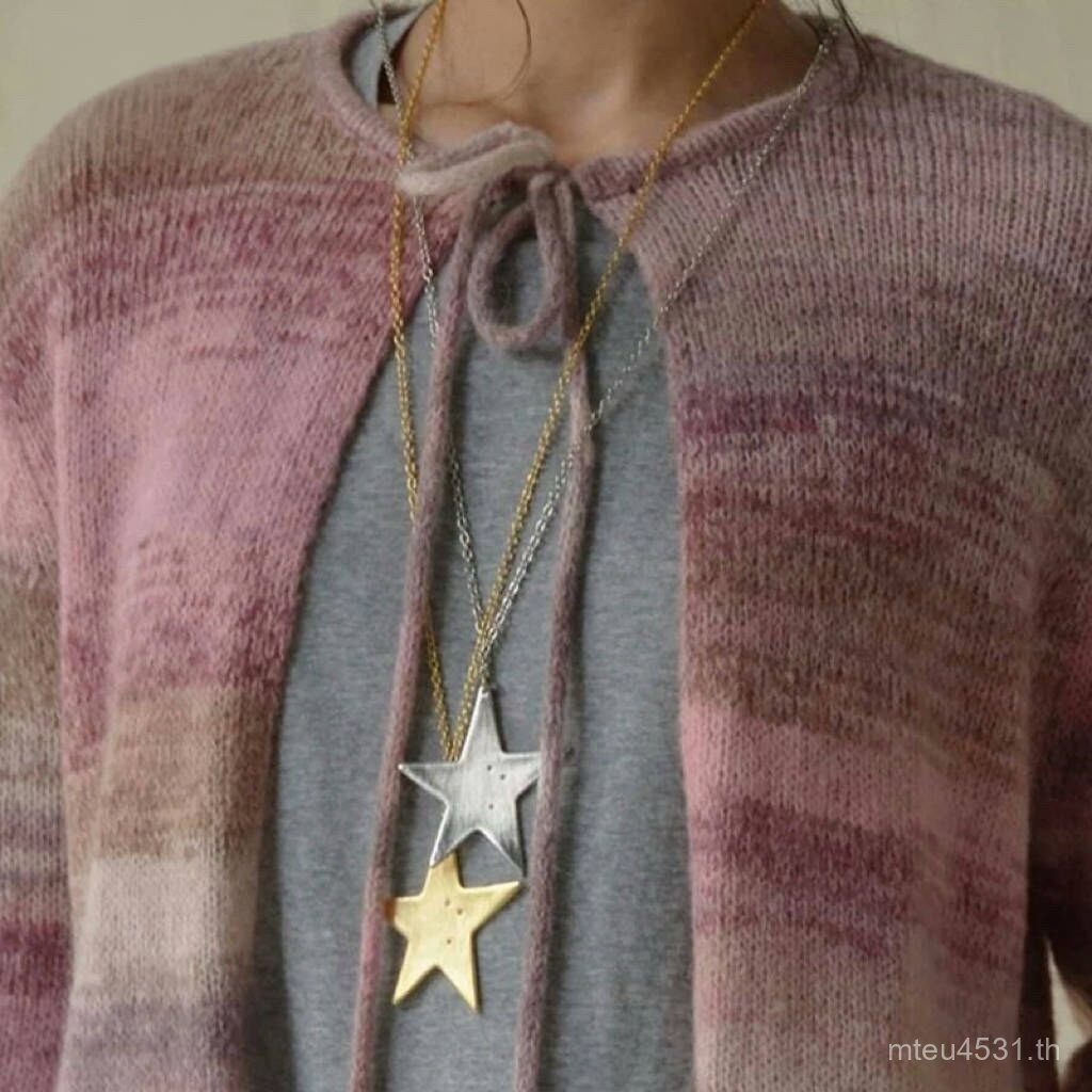 Niche ทองเหลืองยาว High-End Star หญิงออกแบบสร้อยคอนักบินเสื้อผ้า Diamond-Studded Gold-Plated ฤดูใบไม