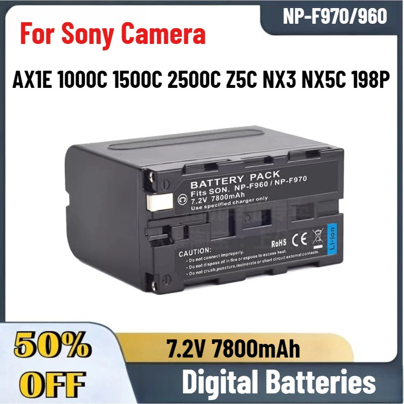 คุณภาพสูง 7.2V 7800mAh NP-F970/960 แบตเตอรี่ดิจิตอลสําหรับกล้อง Sony AX1E 1000C 1500C 2500C Z5C NX3 