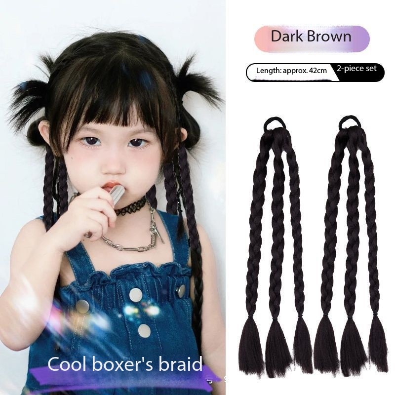 2PCS เด็ก Grils Twist Braids ผม Extension หางม้าวิกผมยืดหยุ่นเชือกผม Braids