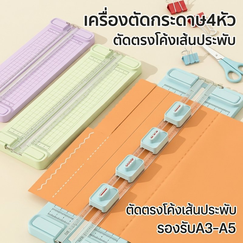 แท่นตัดกระดาษ เครื่องตัดกระดาษ 4หัว ตัดตรง โค้ง เส้นประ พับ สไลด์สองทาง งานฝีมือ สำนักงาน