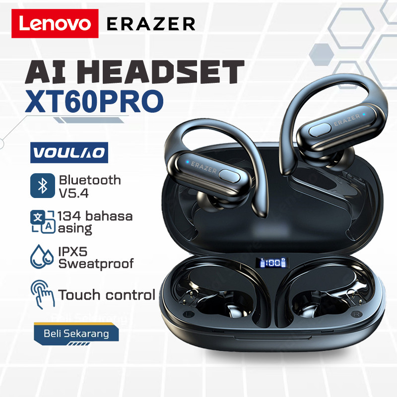 Lenovo ERAZER XT60PRO ชุดหูฟัง AI การแปล True Wireless Bluetooth V5.4 หูฟังชนิดใส่ในหู TWS High Fide