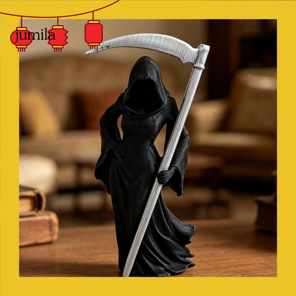 [JU] Miniature Horror Decor หญิง Grim Reaper รูปปั้นเคียว – 3d พิมพ์ Black Robe Queen ตุ๊กตาลึกลับโฮมออฟฟิศโต๊ะชั้นวางหนังสือตกแต่งสําหรับนักซื้อตะวันออกเฉียงใต้