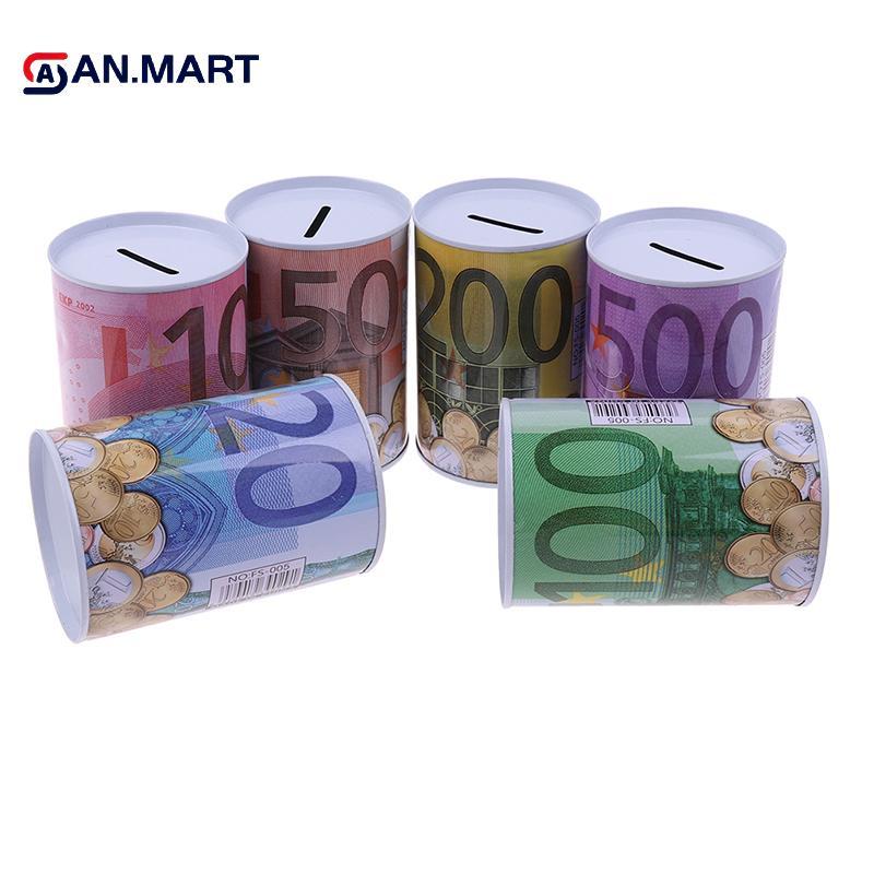 AN.MART Euro Dollar Money Box ปลอดภัยกระบอก Piggy Bank Bank สําหรับเหรียญกล่องฝากเงิน MY