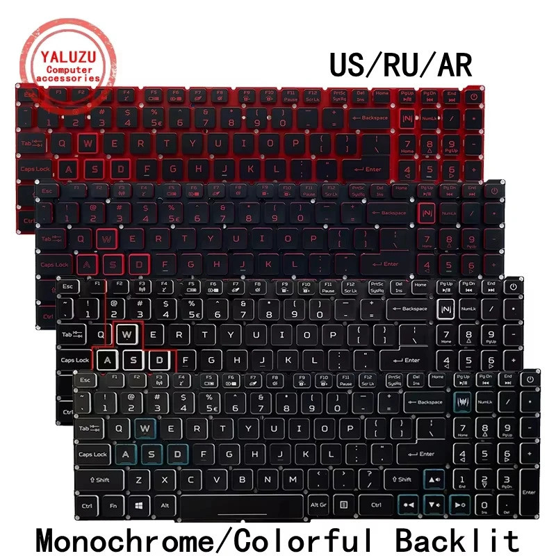 US/RU/AR แป้นพิมพ์แล็ปท็อปใหม่สําหรับ ACER AN515-54 AN515-55 AN515-43 AN517-51 AN715-51 N18C3 N18C4 