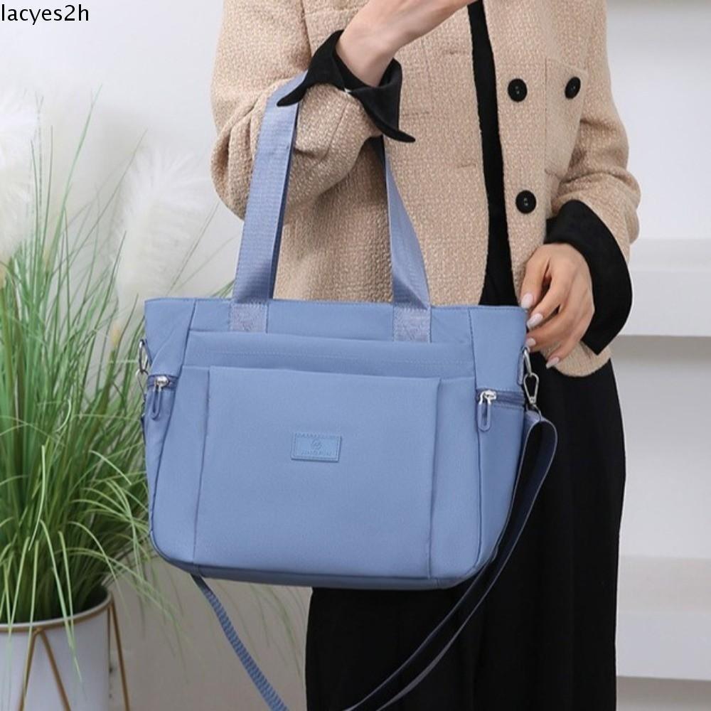 LACYES ทนทาน tote bag ทำจากผ้าออกซ์ฟอร์ดและไนลอน สีเรียบ มัลติยูสสำหรับการเดินทางและการทำงาน
