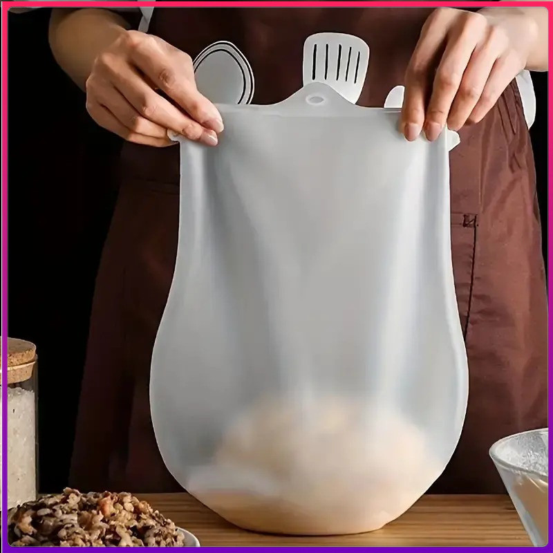 New 1/3 PC White Kitchen Pastry Stirring Bag Kitchen Silicone Kneading Bag White Dough Stirring Bag,