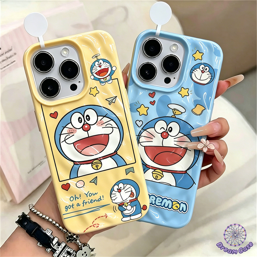 การ์ตูนตลกโดราเอมอนคลื่นน้ำคู่รักนุ่ม เคส IPhone 17 Air 15 11 13 16 12 14 Pro Max 11 13 16 12 14 Pro – โปรปัง