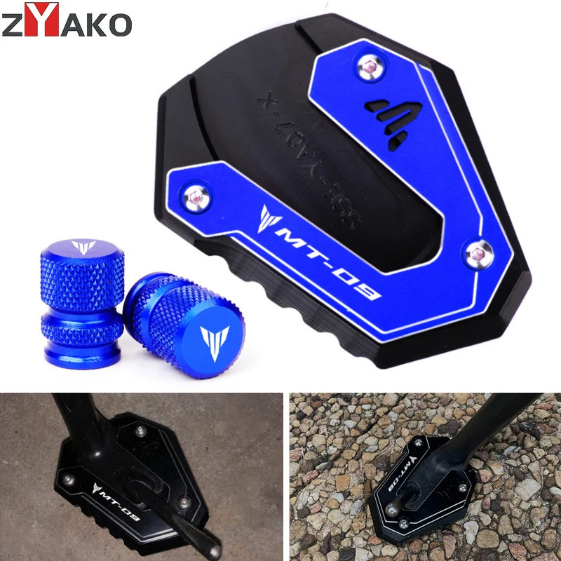 สําหรับ Yamaha MT09 SP MT 09 MT-09 2014-2024 2025 รถจักรยานยนต์ CNC ขาตั้งขยายขาตั้งเท้า Pad ยางวาล์
