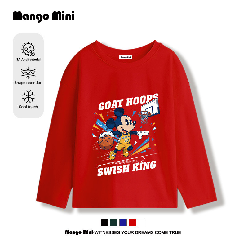 เสื้อแขนยาวเด็ก Mickey Mouse Basketball เสื้อยืดคอกลม งานจริงสวย ลายการ์ตูน 【จัดส่งจากประเทศไทย】