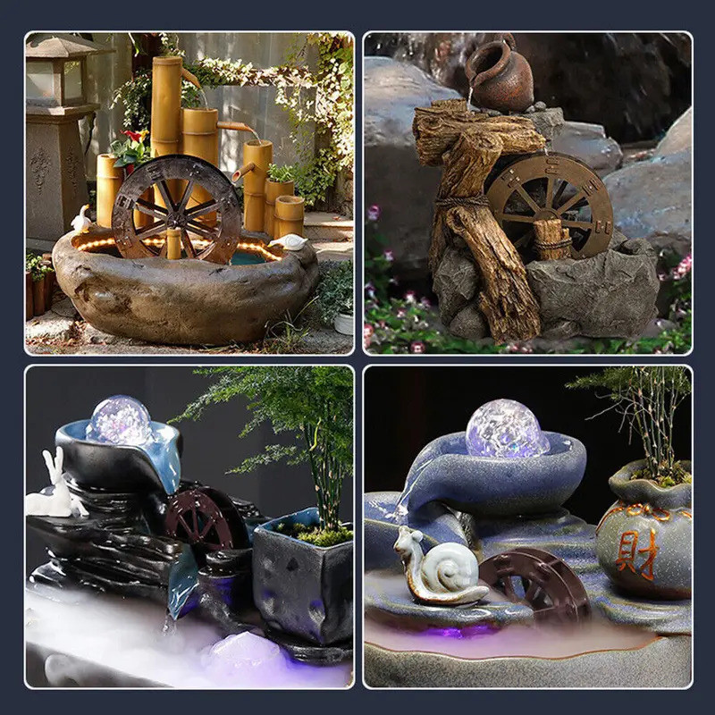 Dia3.5-15CM Fountain Wheel Water/Wind Drive Running Wheel เครื่องประดับ Pond Rockery