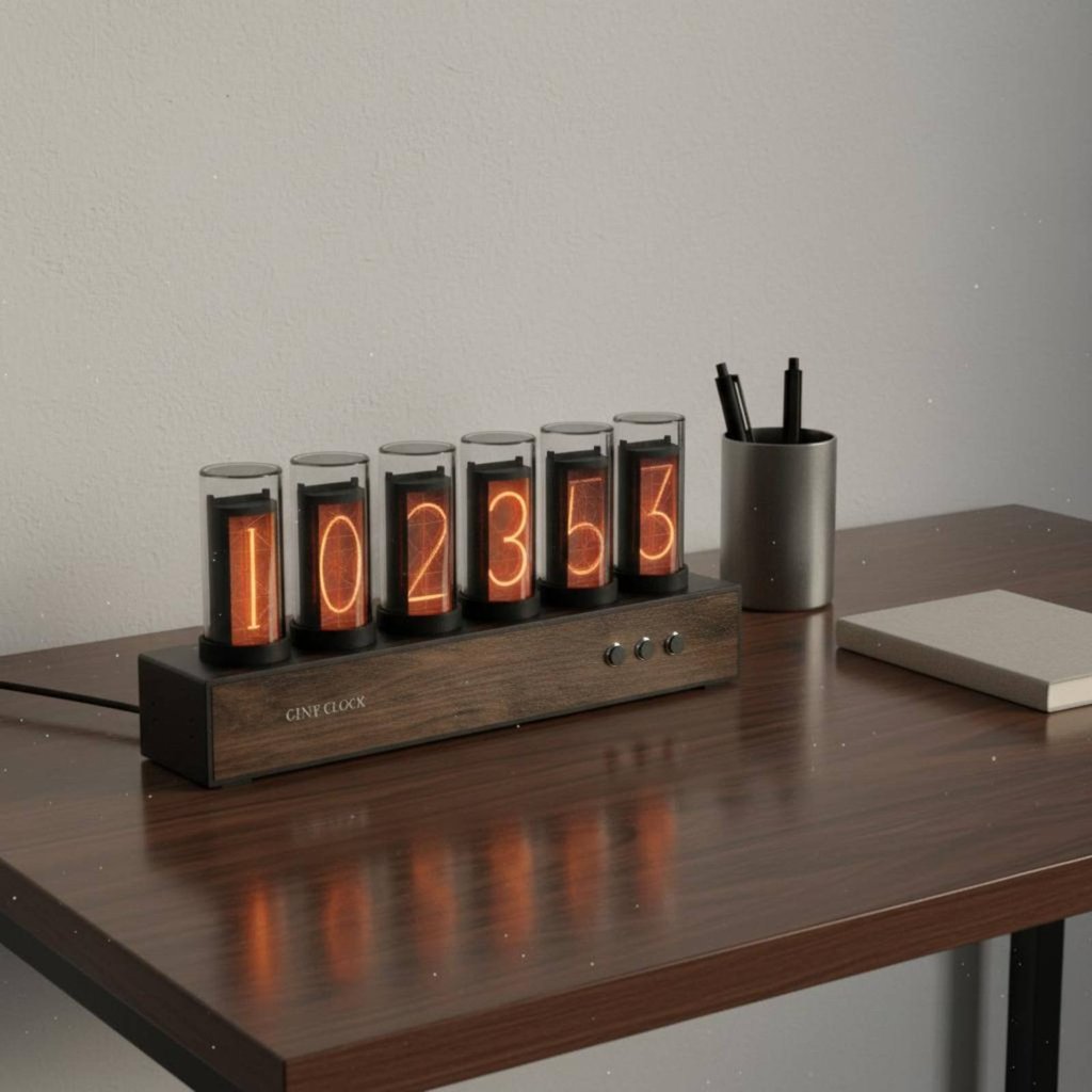 USB Powered Nixie Tube Clock Power-Power-down Memory Home Decor การออกแบบกาวสําหรับผู้ที่ชื่นชอบเทคโ