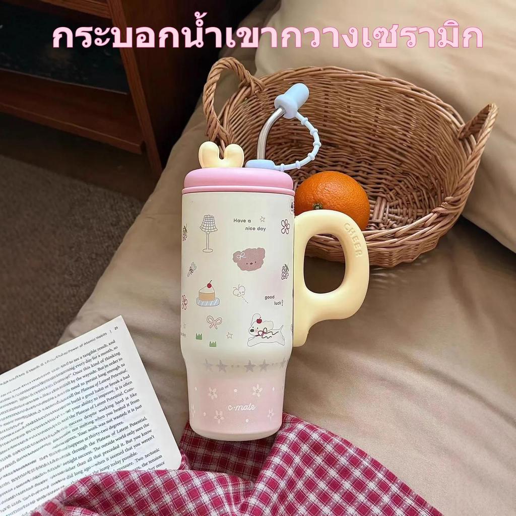 ขนาดใหญ่-ความจุน้ําแข็งถ้วยโทซับเซรามิกกระติกน้ําร้อนถ้วยหญิงมูลค่าสูง316สแตนเลสฟางถ้วยกับชาแยก
