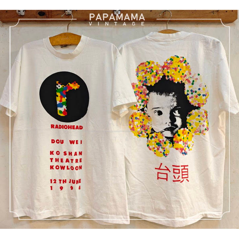 RADIO HEAD X Dou Wei PABLO HONEY HK concert  1994 เสื้อทัวร์ วงร๊อค papamama vintage shirt
