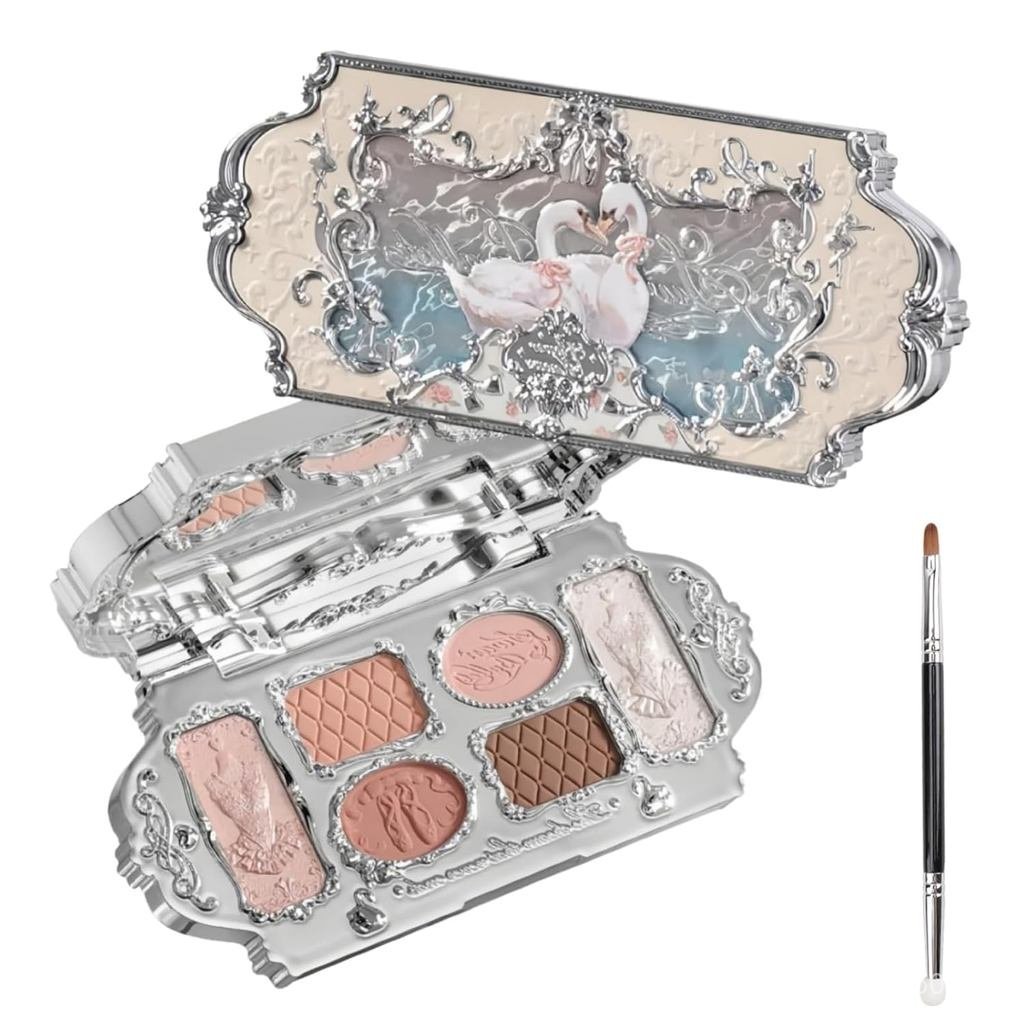 Swan Ballet 6 Color Makeup Palette อายแชโดว์บลัชออนแสงและ Contour Flower Know Makeup Palette พร้อม 4