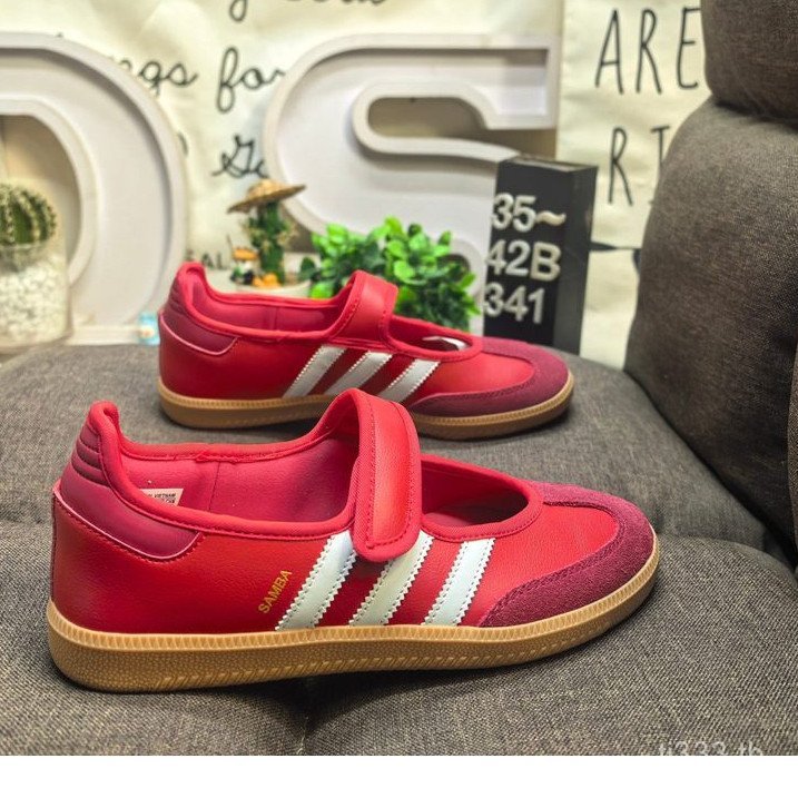 2026-Samba Jane Unisex Red Low-Top Leather Flat Sneakers - รุ่น JQ6446