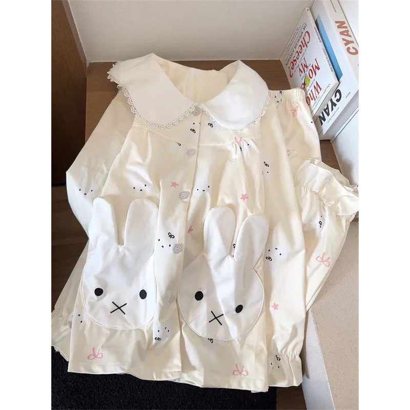 ชุดนอนแขนยาวขายยาว Miffy ดีไซน์เหมือนกระต่าย มิกกี้ สวมใส่ง่ายและเป็นมิตรกับผิว สำหรับผู้หญิง