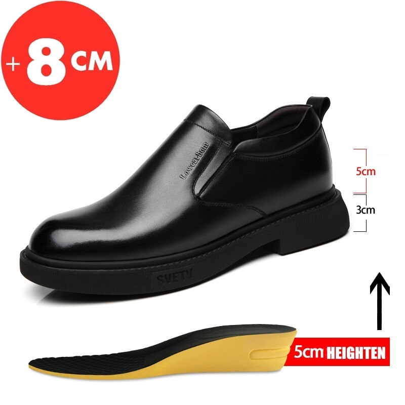 Lesvago Mens Leather Shoes Height Elevator Shoes For Men Luxury Dress Shoes Slip On Business Comfort