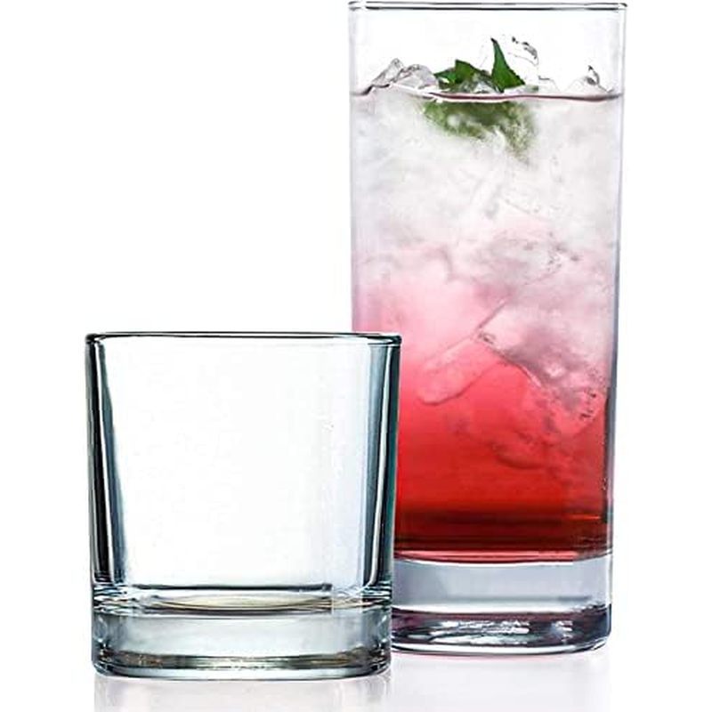 Everyday Drinking Glasses Set of 8 Drinkware Hurricane Glasses, Kitchen Glasses for Cocktail, Iced C