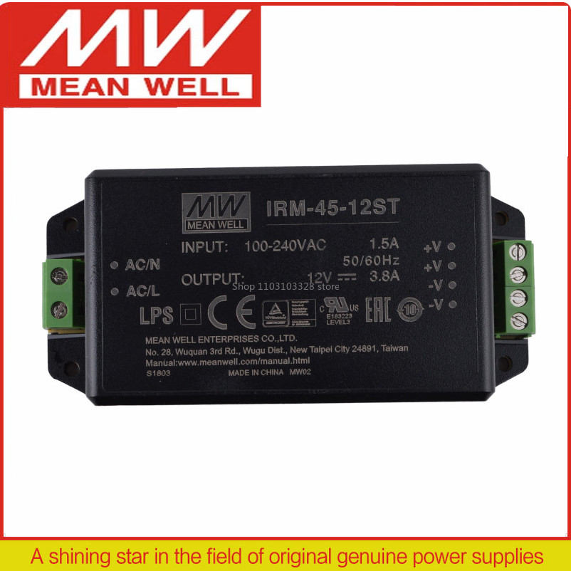 MEAN WELL AC ถึง DC ST โมดูล IRM-45 IRM-45-5ST 5V IRM-45-12ST 12V IRM-45-15ST 15V IRM-45-24ST 24V IR
