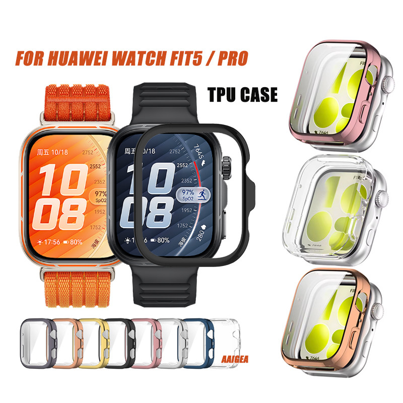 TPU สําหรับ Huawei Watch Fit 5 Pro กรณีอุปกรณ์เสริมป้องกันหน้าจอสําหรับ Huawei Watch Fit5 Fit5Pro Fit 5 5Pro Soft TPU กรณี + ฟิล์มคลุมทั้งหมดป้องกันกรณี