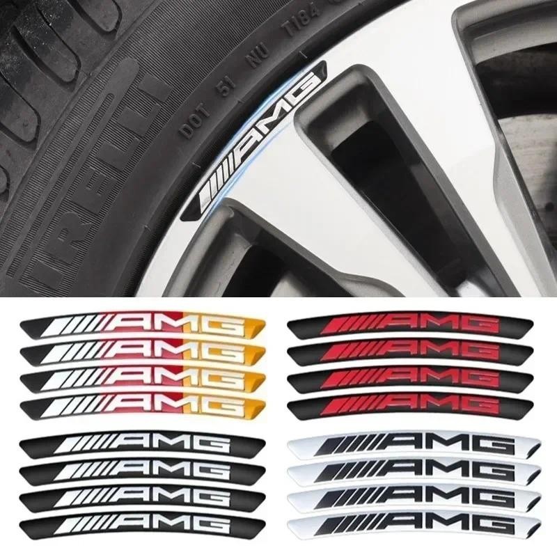 4 ชิ้นโลโก้รถล้อ Hub สติกเกอร์สัญลักษณ์ตกแต่งสําหรับ Mercedes Benz AMG CLA GLB GLC C43 C63 E53 GT SL