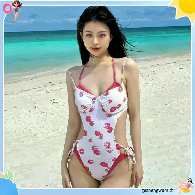 <Thebest>Kiss Print Swimwear Playful Print Sweet Style Vacation Outfit Daily WearHot Sale