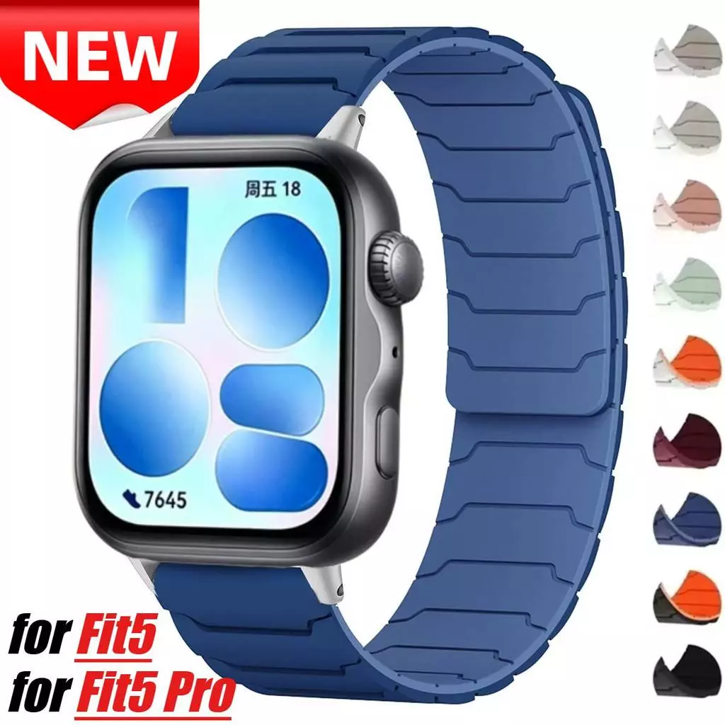 สายรัดแม่เหล็กสําหรับ Huawei Fit5 Fit 5Pro นาฬิกา Fit4 Fit3 Band สร้อยข้อมือซิลิโคนสําหรับ Huawei Watch Fit3 สําหรับ Huawei Fit4Pro Correas 4/4pro