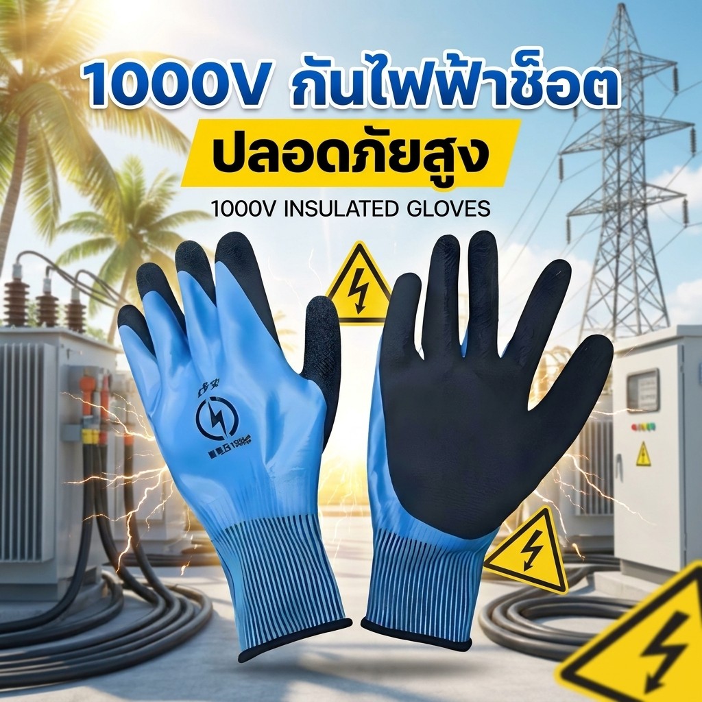 1000V ถุงมือฉนวน ป้องกันไฟฟ้า ถุงมือ อุปกรณ์ช่วยช่างไฟให้ปลอดภัย ถุงมือเชื่อม ถุงมือกันความร้อน ถุงมือกันไฟฟ้าดูด