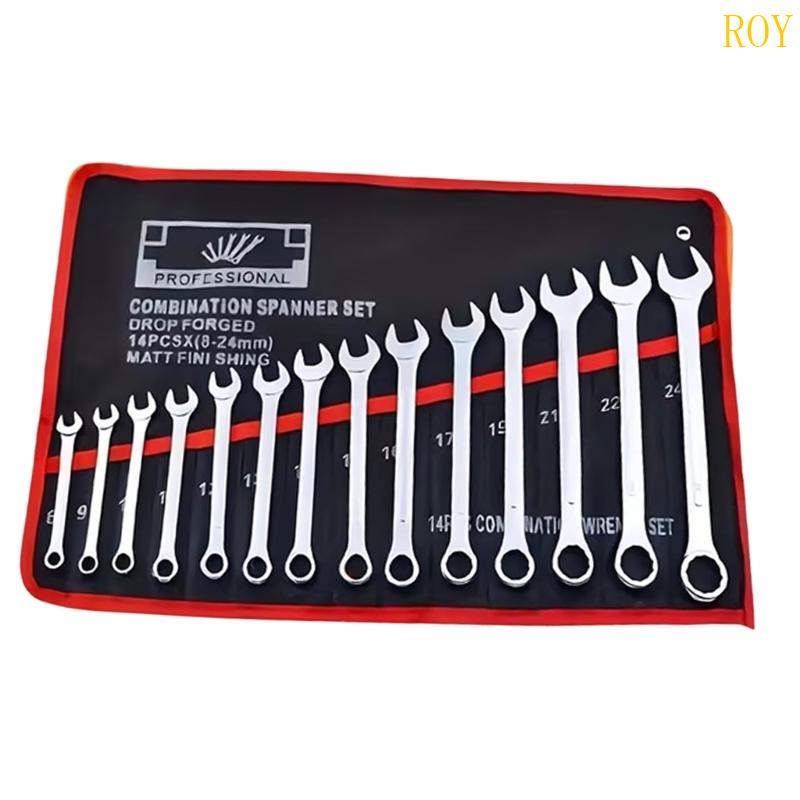 ROY 14 พ็อกเก็ตประแจ Roll Organizer เครื่องมือกระเป๋าผ้าใบกระเป๋า Double Ended ประแจเครื่องมือ