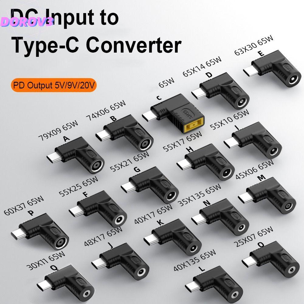 DOROV3 DC to Type C Converter USB C Connector 5v 9v 12v 5.5X2.5 7.4X0.9 4.5X0.6mm PD 65W สําหรับ //