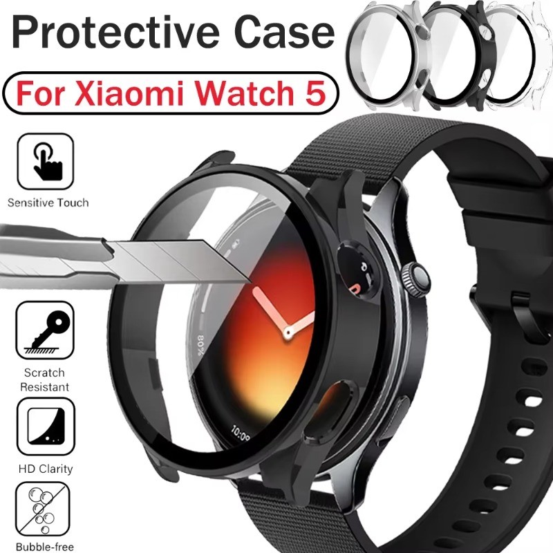สมาร์ทวอท์ชป้องกันหน้าจอสําหรับ xiaomi Watch S5 Matte Hard PC Case + กระจกนิรภัยสําหรับ Mi S5 watchS5​ กันชนฝาครอบป้องกันแบบเต็ม