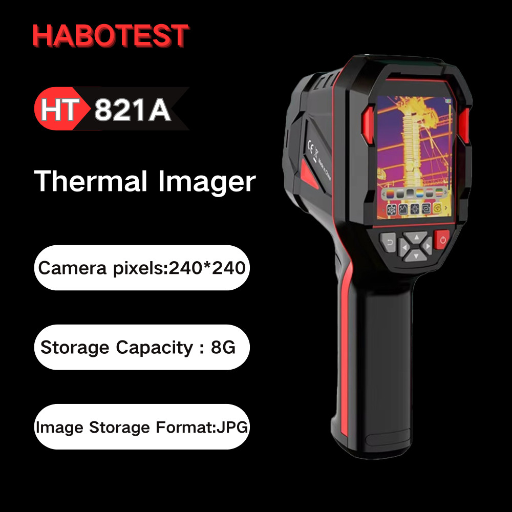 HABOTEST HT821A เครื่องฉายภาพความร้อนแบบมือถือ, เครื่องวัดอุณหภูมิอินฟราเรด, เครื่องวัดอุณหภูมิแสงคู่ความละเอียดสูงเป็นพิเศษ 240x240
