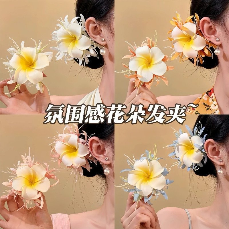 กิ๊บติดผม ลีลาวดี ฤดูใบไม้ผลิใหม่ 3 ชิ้น, คลิปปากเป็ดด้านข้างสไตล์วันหยุดหวานนางฟ้าสําหรับผู้หญิง