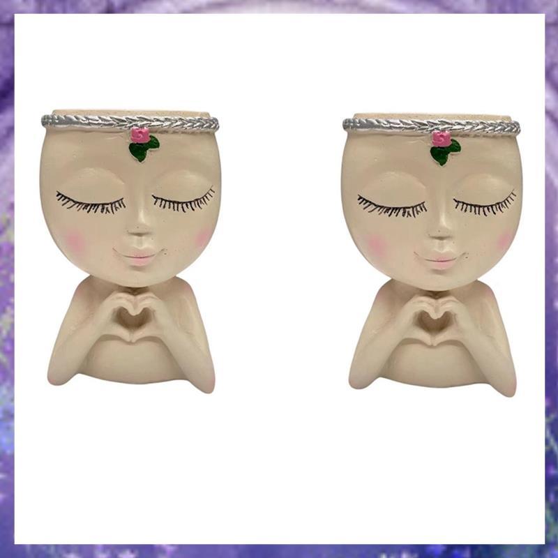 [P KA M] 2 ชิ้น Face Planter น่ารัก Planter ตกแต่งกระถางต้นไม้ As Shown ดอกไม้ Face Planter หม้อ Fac