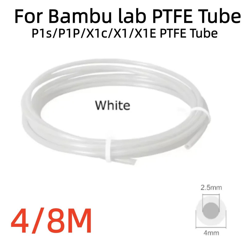 HB PTFE หลอด 3D เครื่องพิมพ์ 2.5 มม.4 มม.สําหรับไม้ไผ่ lab P1S/P1P/X1C/X1E PTFE หลอด 3D เครื่องพิมพ์