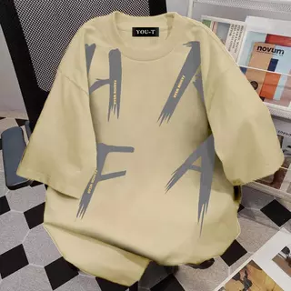 Top.basic🔥เสื้อยืด oversize cotton เสื้อแฟชั่น คอกลม แขนสั้น พิมพ์ลาย 'Hafa' สไตล์ลำลอง ใส่สบาย S-3XL